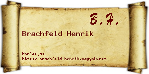 Brachfeld Henrik névjegykártya
